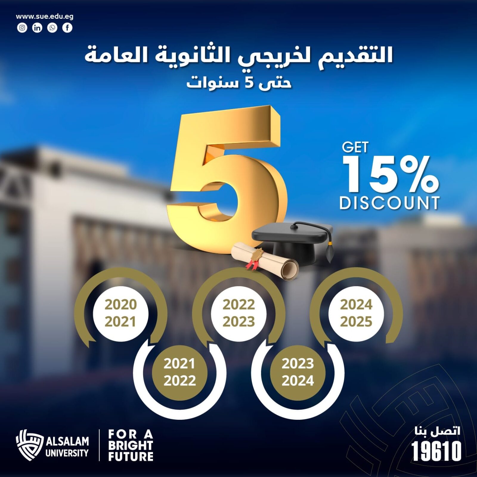 Admission is open for high school graduates (within 5 years) 15% Discount