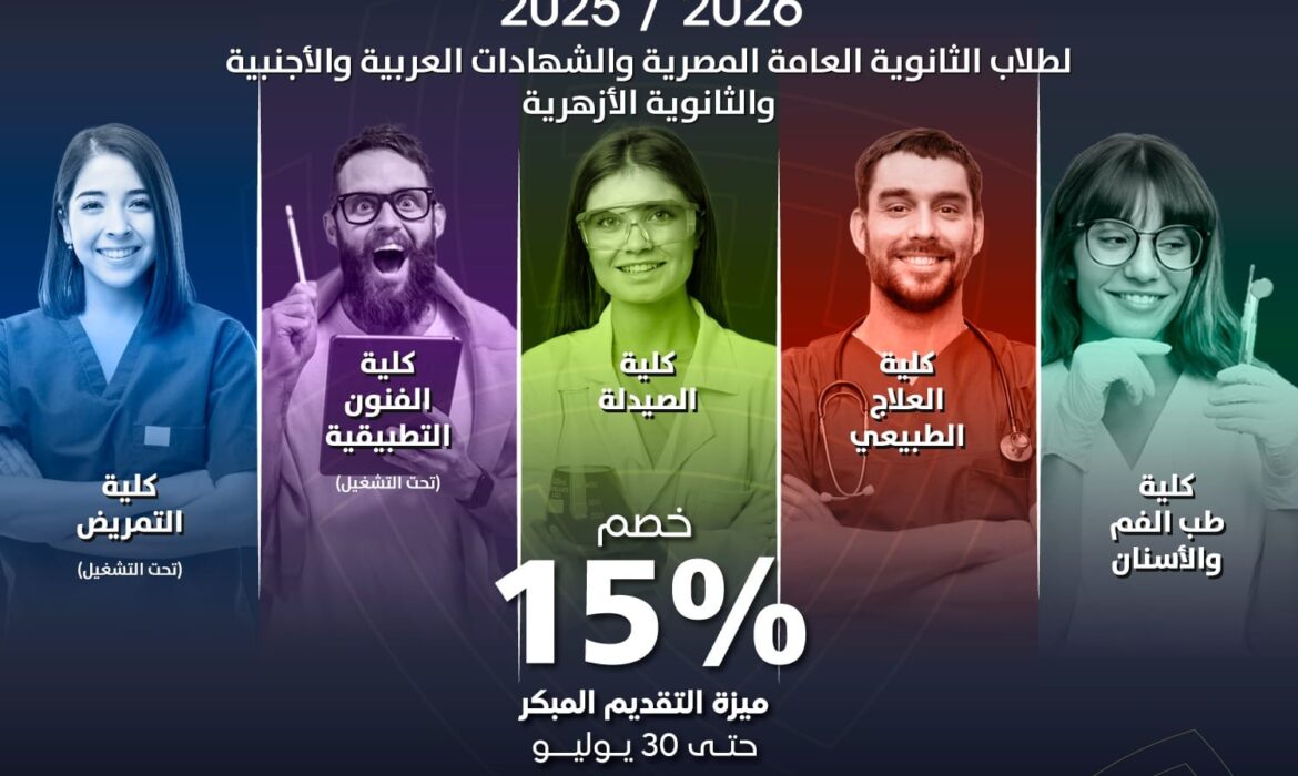 مد فترة التقديم المبكر للعام الجامعي بخصم 15% حتى 30 يوليو